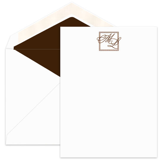 Harmony Initials Flat Note Cards - Raised Ink